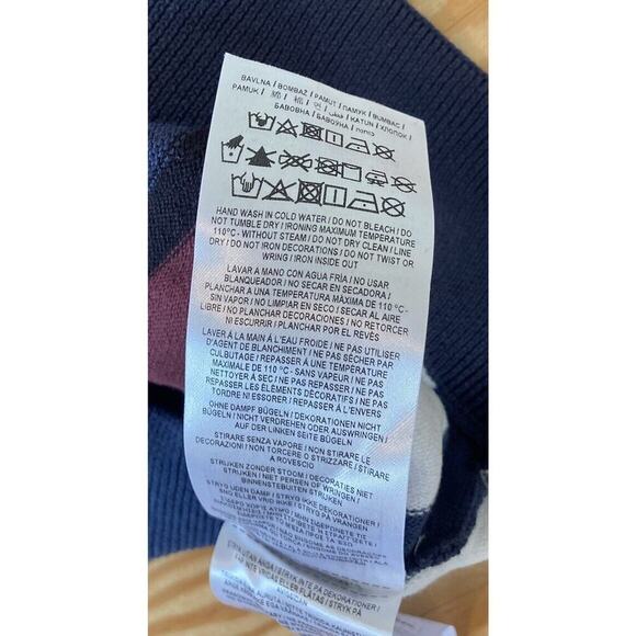 NWT $49.99 Guess Stripe Long Sleeve Sweater Size XL Men’s Navy Maroon - Picture 6 of 9